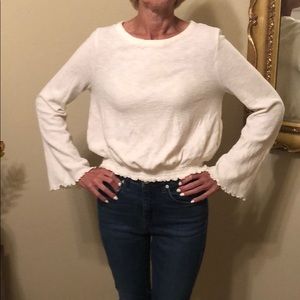 Cream Madewell flutter bell sleeve top